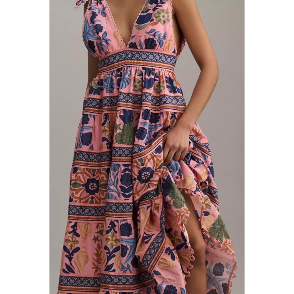 Farm Rio Seashell Tapestry Sleeveless Midi Dress Size L - Picture 3 of 11